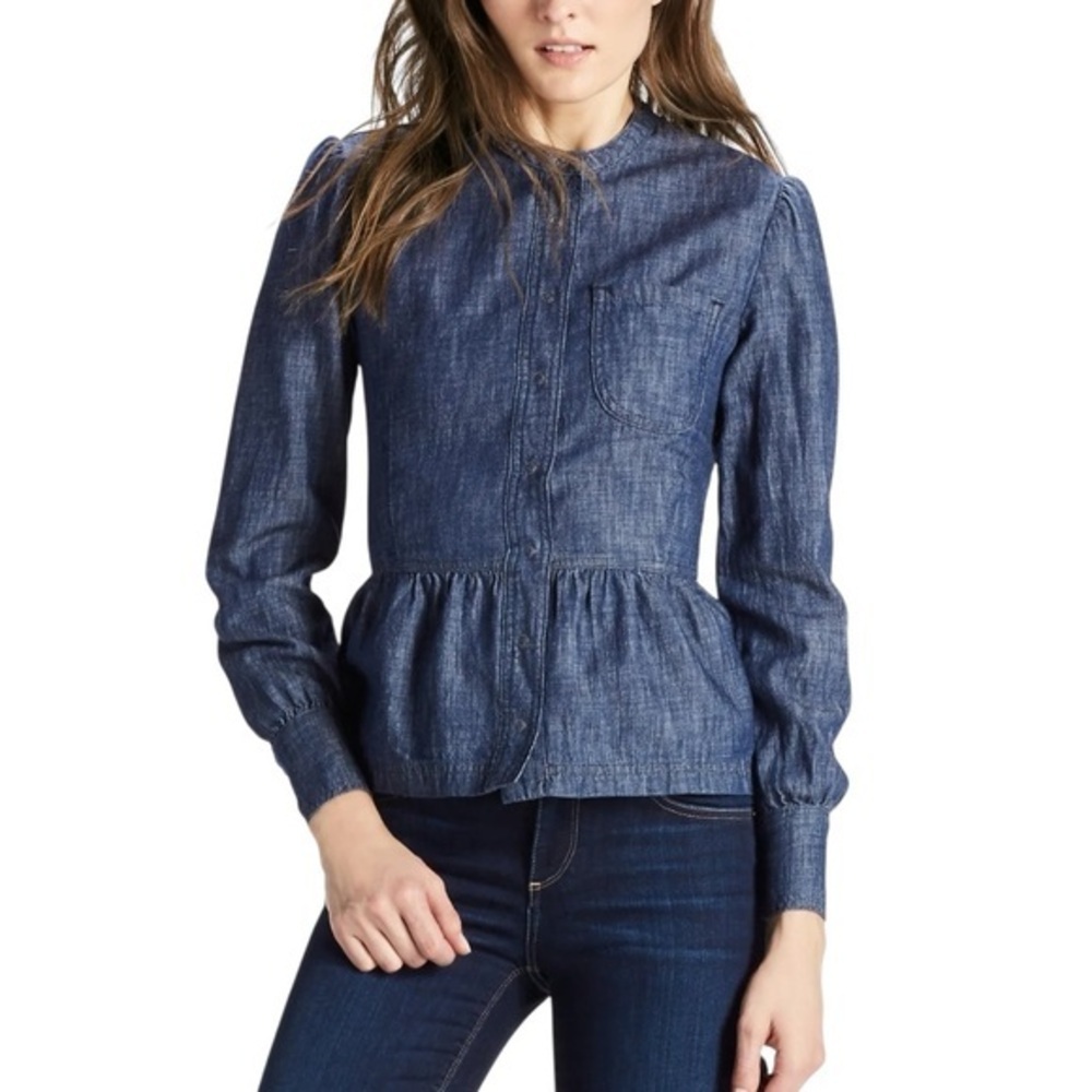 Lucky Brand Chambray Shirt in Aqua Pura